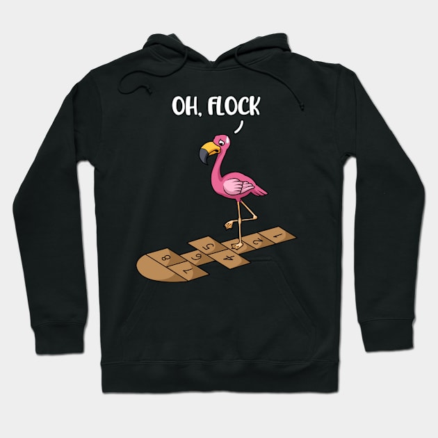 Flamingo Hopscotch Funny Flamingo Gift Hoodie by CatRobot